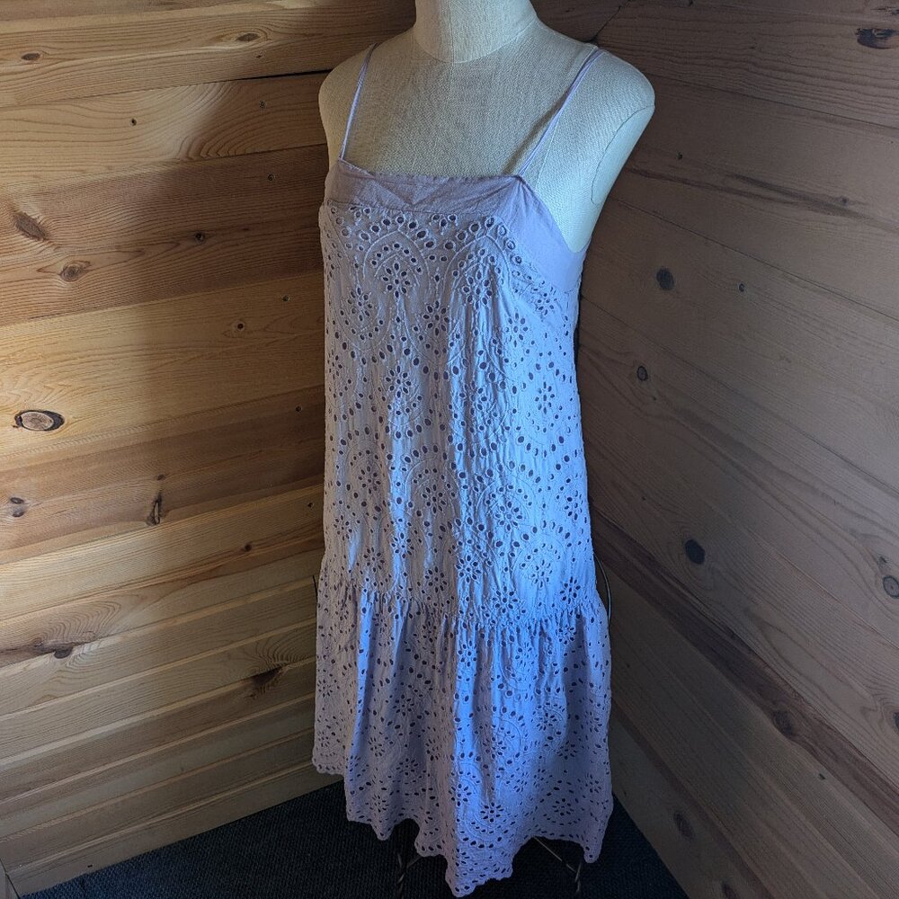 Nation LTD "Rayna" Light Purple Eyelet Cami Drop Waist Dress